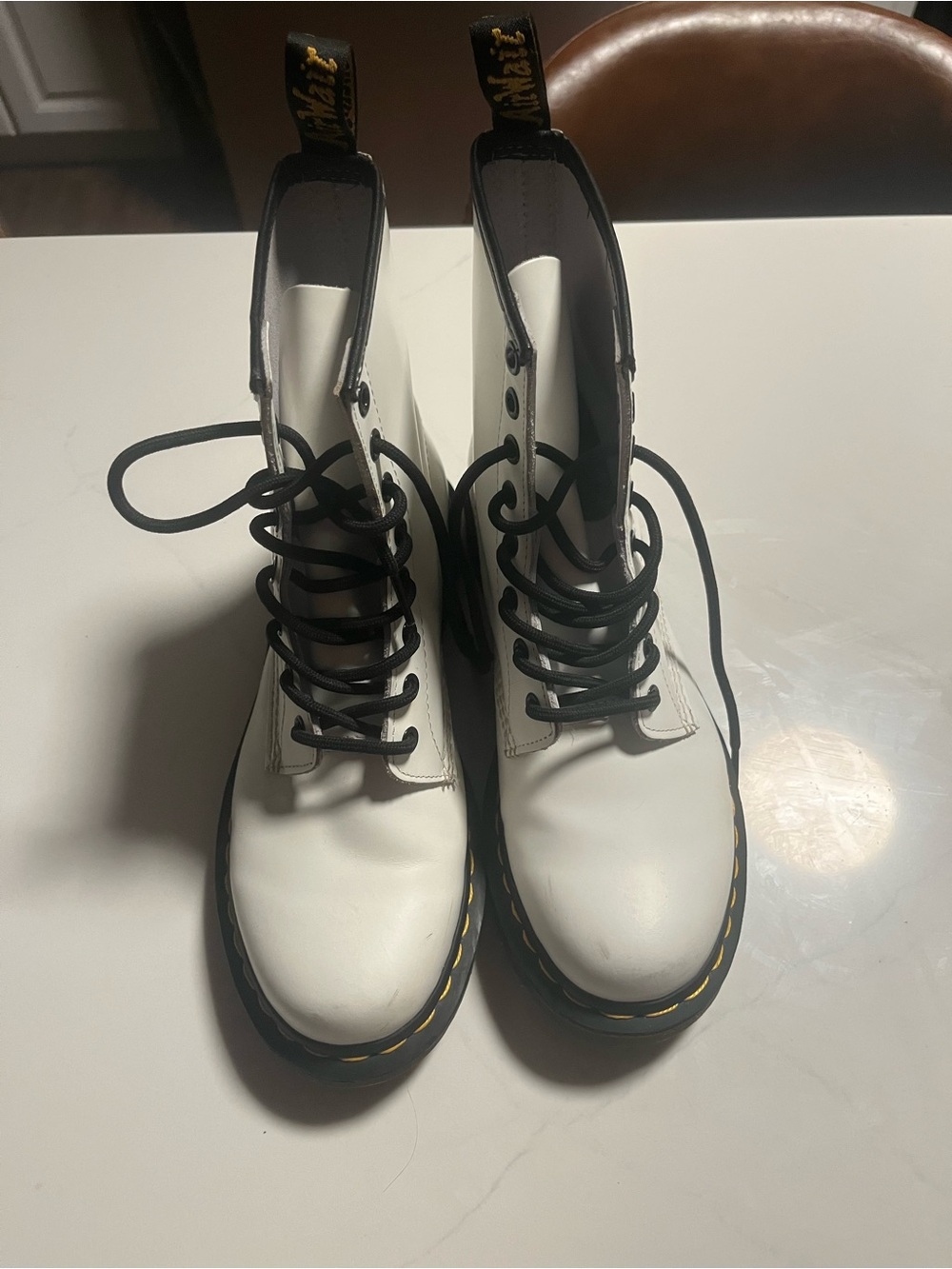 White Women's Lace-Up Combat Boots